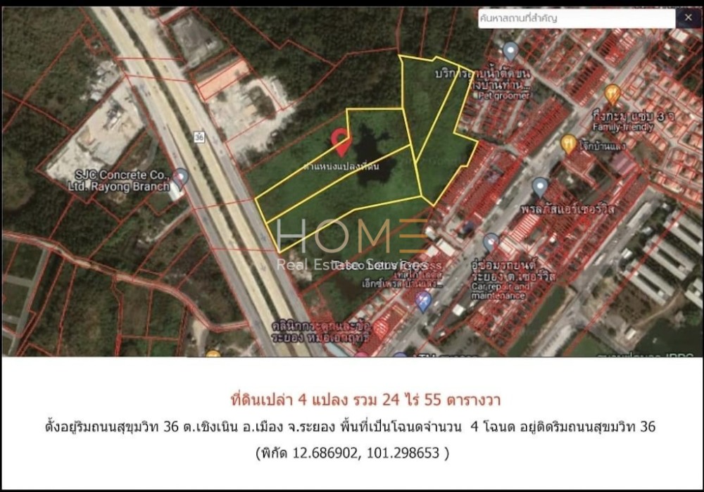 ที่ดิน ติดถนนสุขุมวิท ใกล้เซนทรัลระยอง / (ขาย), Land next to Sukhumvit Road Near Central Rayong / (SALE) NEWC280