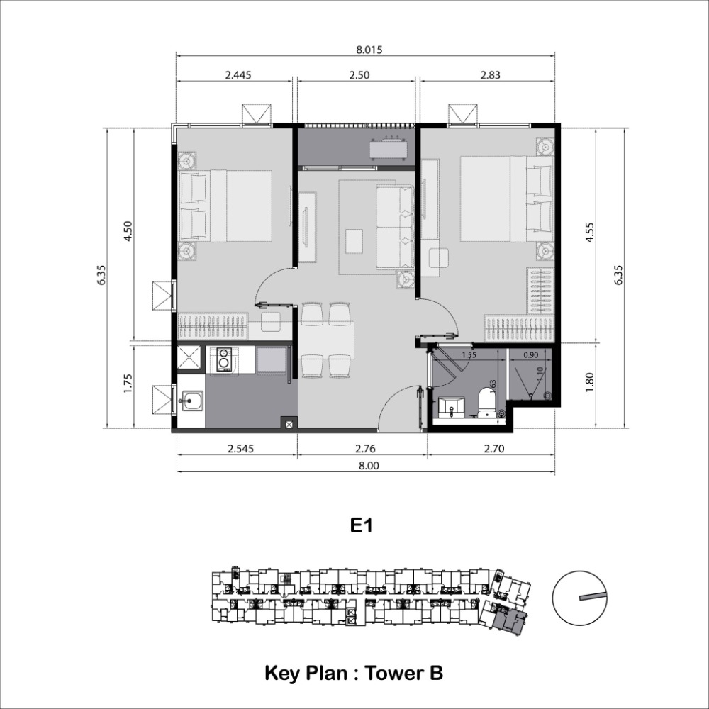 Aspire Sukhumvit - Onnut / 2 Bedrooms (FOR SALE), แอสปาย สุขุมวิท - อ่อนนุช / 2 ห้องนอน (ขาย) HL1811