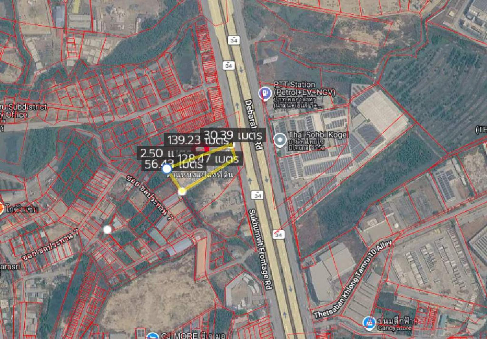 ที่ดินเส้นสุขุมวิท ต.คลองตำหรุ อ.เมือง จ.ชลบุรี / 3 ไร่ 1 งาน 36 ตร.วา (ขาย), Land along Sukhumvit Road, Khlong Tamru Subdistrict, Mueang District, Chonburi Province. / 36 Square Wa (FOR SALE) NANN033